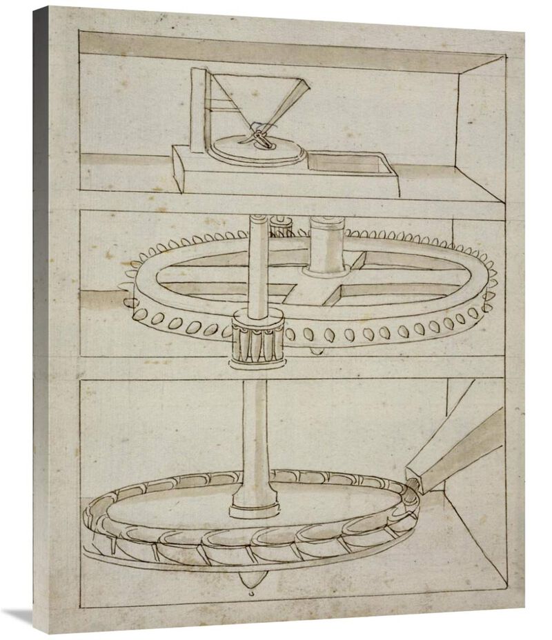 Folio 39: mill with horizontal water wheel-Canvas Art-28x35