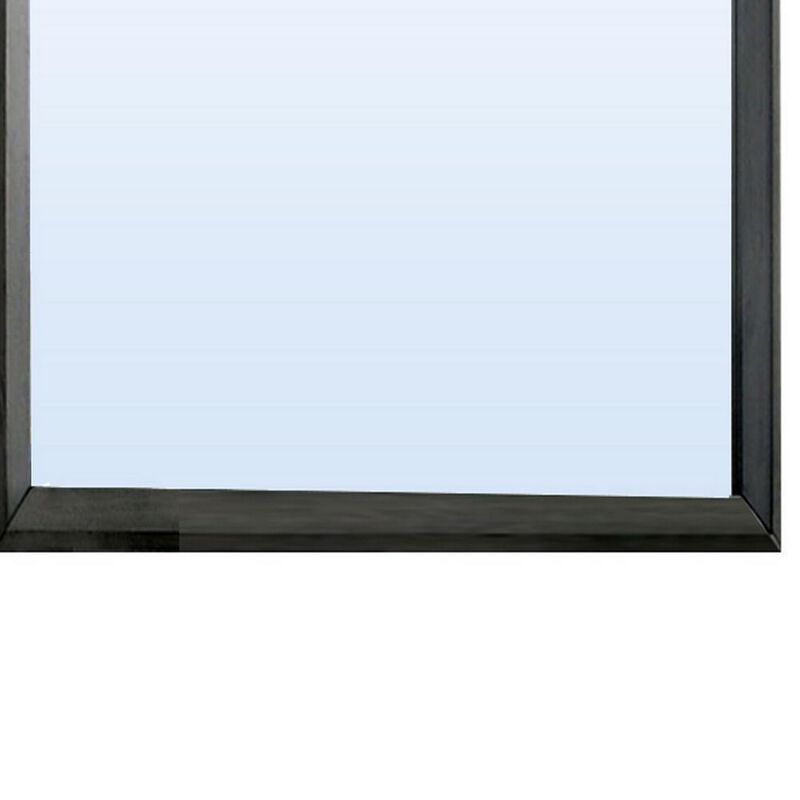 45 Inch Rectangular Wooden Frame Contemporary Mirror, Gray-Benzara