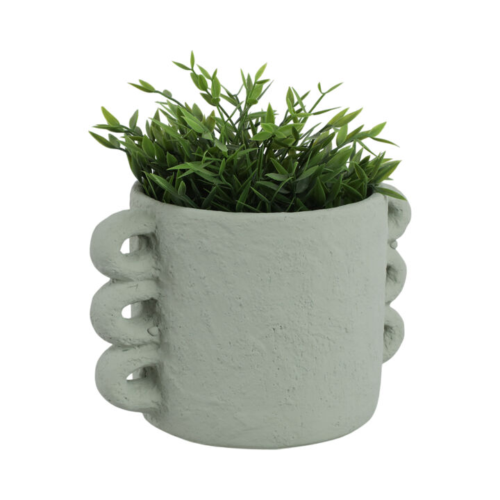 10" Green Handle Pottery Planter