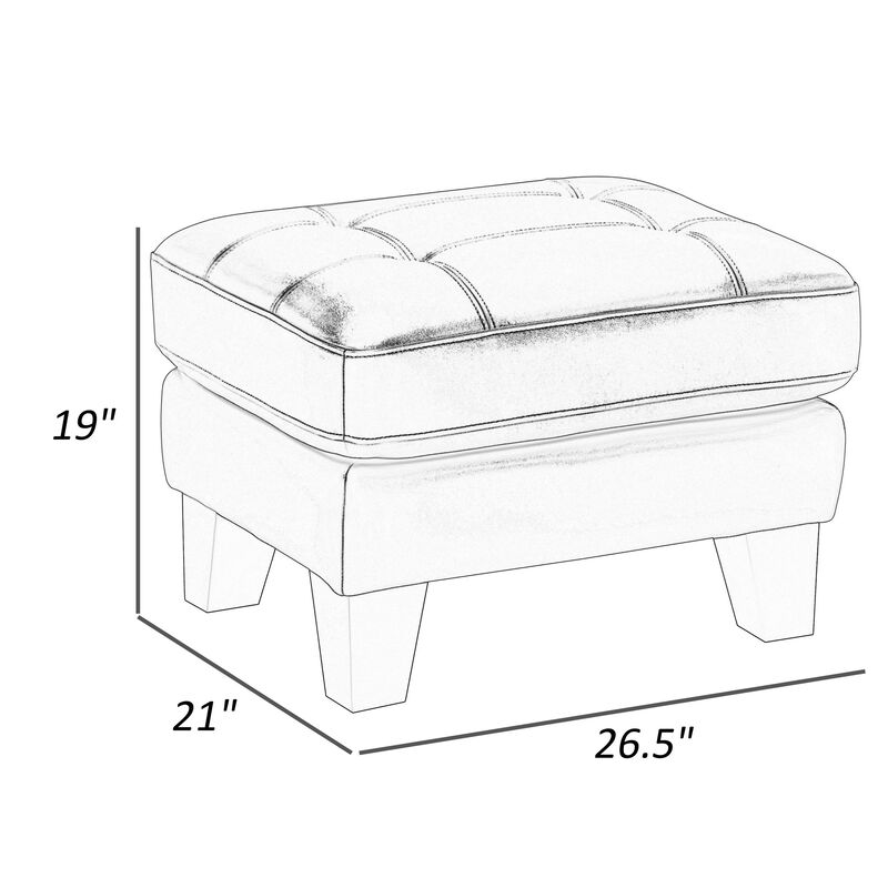 Sofy 27 Inch Ottoman, Dark Gray Top Grain and Faux Leather, Solid Wood - Benzara