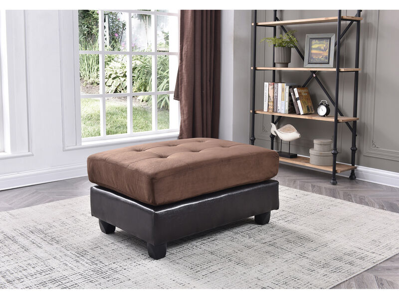 Pounder Chocolate Faux Leather Upholstered Ottoman