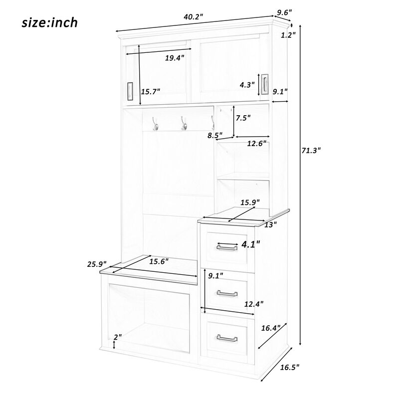 Merax Modern Entryway Hall Tree Bench