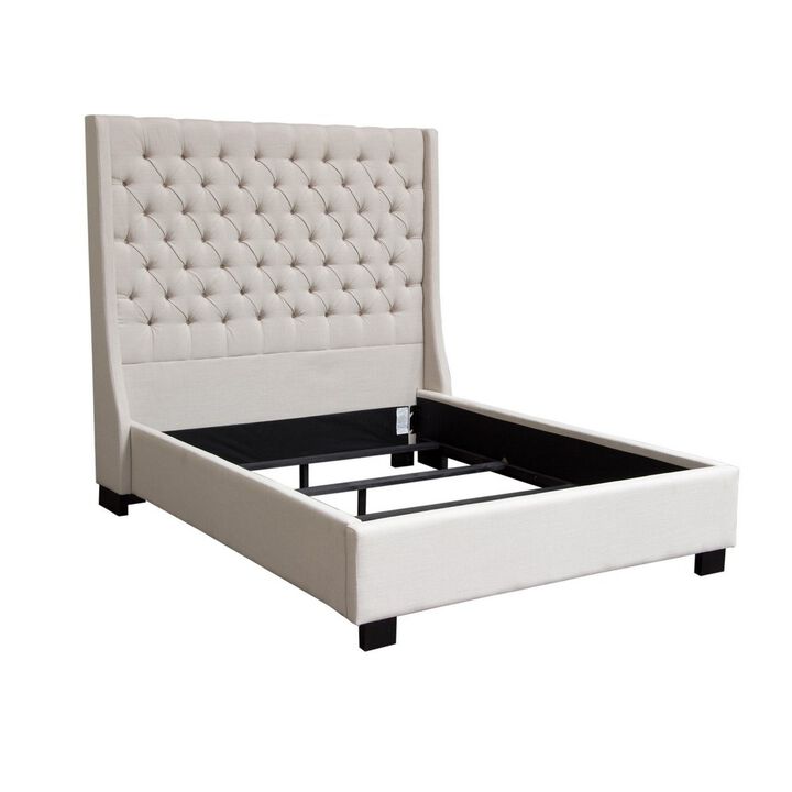 Diamond SofaDiamond Sofa Park Avenue Eastern King Tufted Bed with Vintage Wing in Desert Sand Linen
