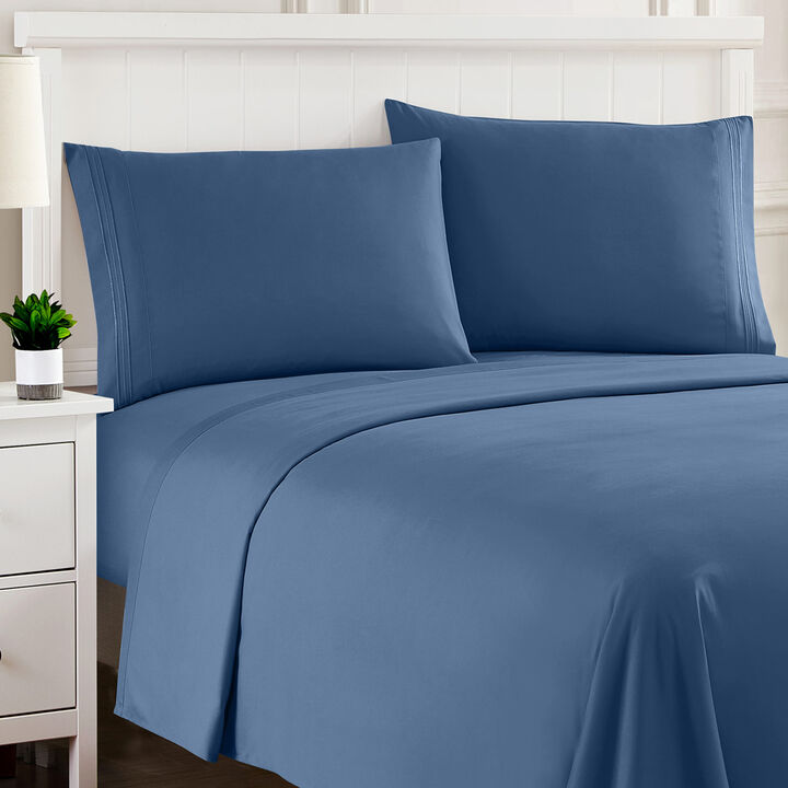 5 Piece Sheet Set, Ultra Soft 1800 Series Collection - Split King, Royal Blue