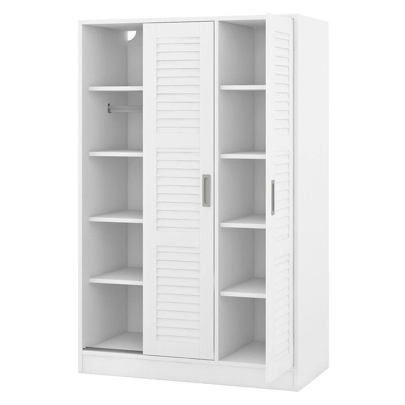 Merax Modern 3-Door Shutter Wardrobe with Shelves