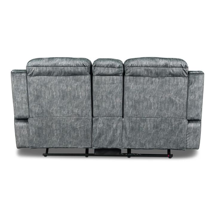 New Classic Furniture Furniture Tango Polyester Console Loveseat  Speaker in Shadow Gray