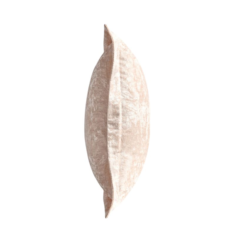 Brad Throw Pillow, 22 Inch Flanged Finish, Nude Beige Rayon Velvet - Benzara