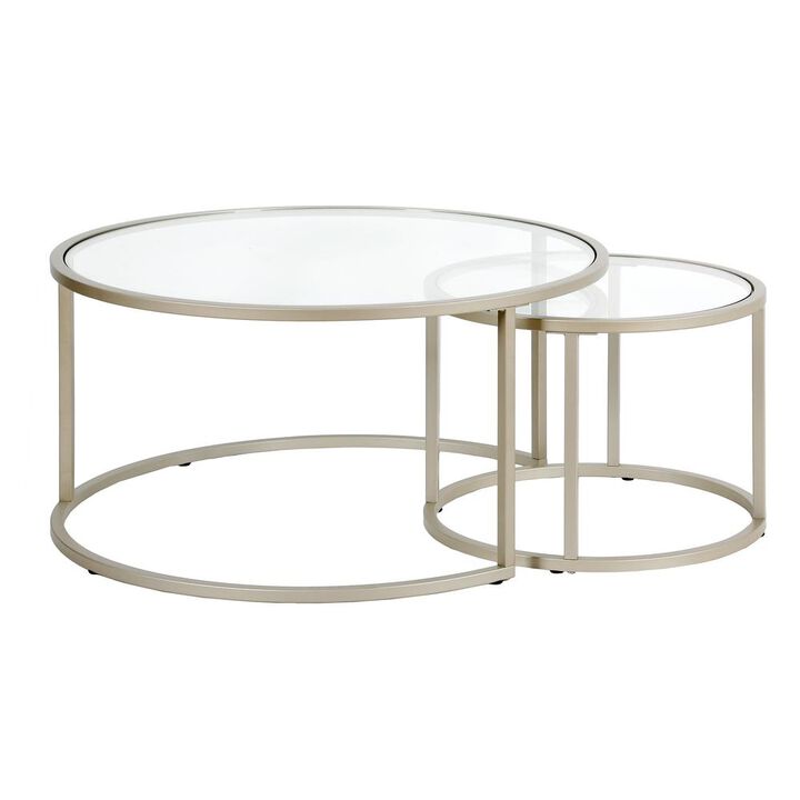 Hudson&Canal Watson Round Nested Coffee Table in Satin Nickel