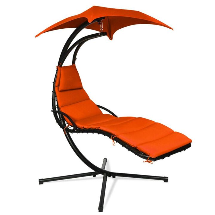 Hivvago Hanging Stand Chaise Lounger Swing Chair with Pillow