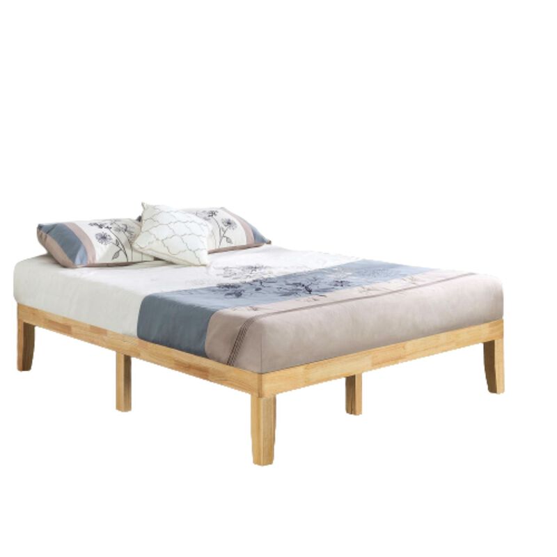 Hivvago Solid Wood Platform Bed Frame in Natural Finish