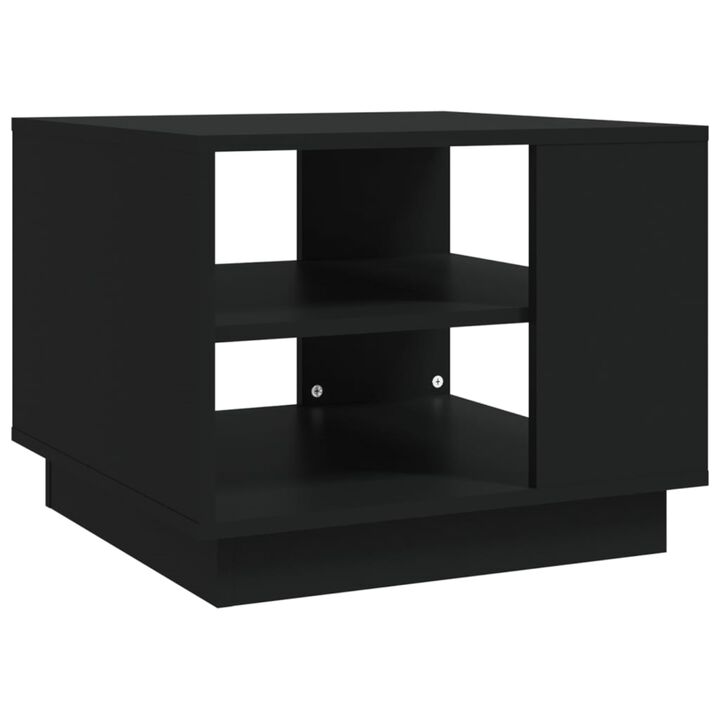 vidaXL Coffee Table Black 21.7"x21.7"x21.7" Chipboard