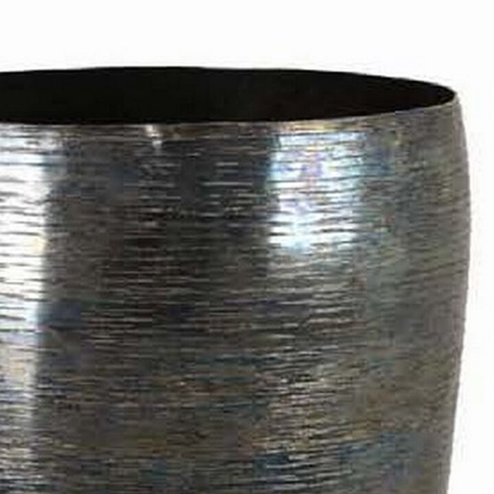 32 Inch Metal Vase, Tumbler Shape, Narrow Base, Multicolored Glossy Finish - Benzara
