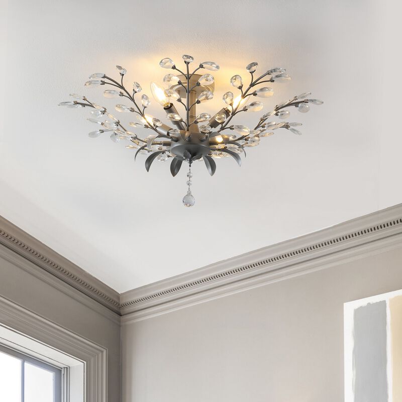 Elisana 4-Light Contemporary Bohemian Iron/Acrylic LED Semi Flush Mount