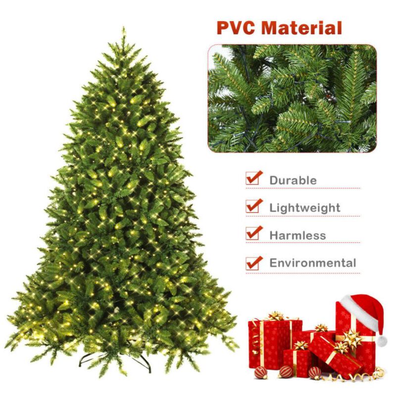 Hivvago 5/6 Feet Artificial Fir Christmas Tree with LED Lights and 600/1250 Branch Tips