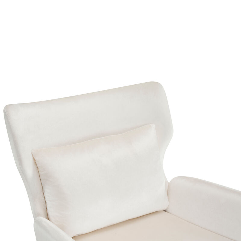 Merax Wing Back Velvet Accent Chair with Metal Legs