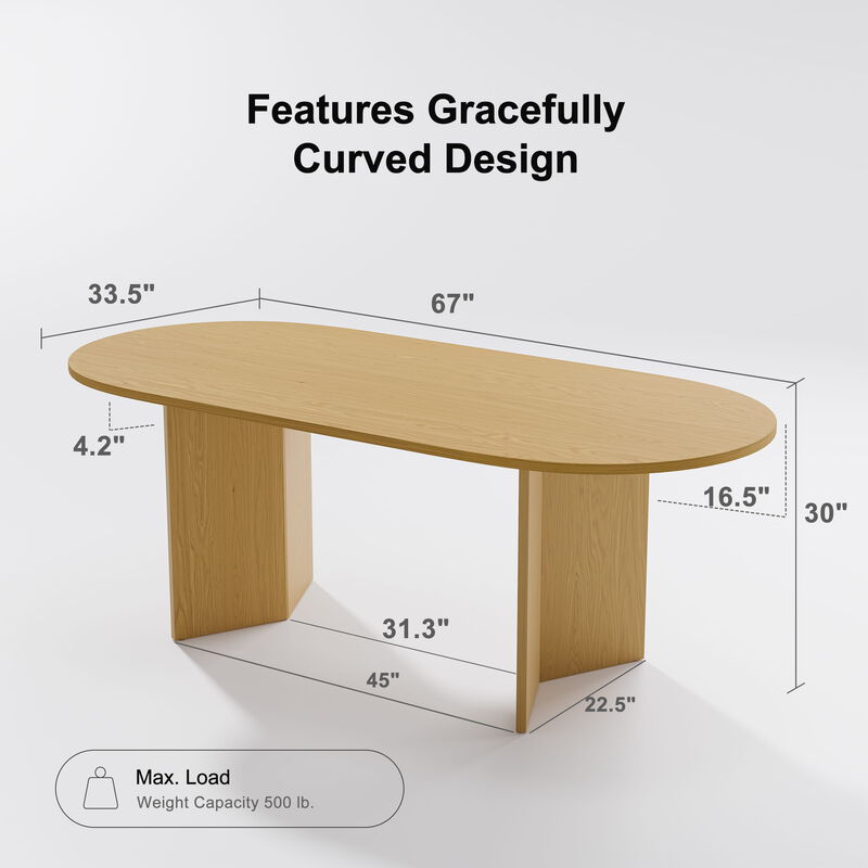 Brix 67V-Shaped Leg Oval Wooden Dining Table in BLACK Color(Seats 6)