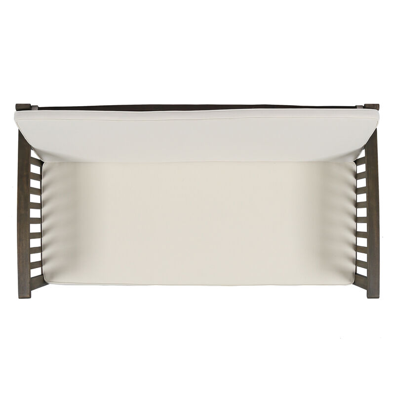 Merax Acacia Wood Outdoor Loveseat Sofa Chair