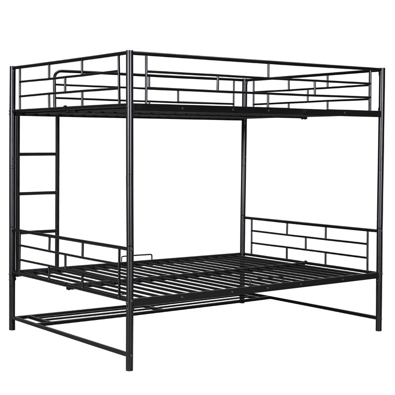 Merax Metal Bunk Bed with Shelf and Guardrails