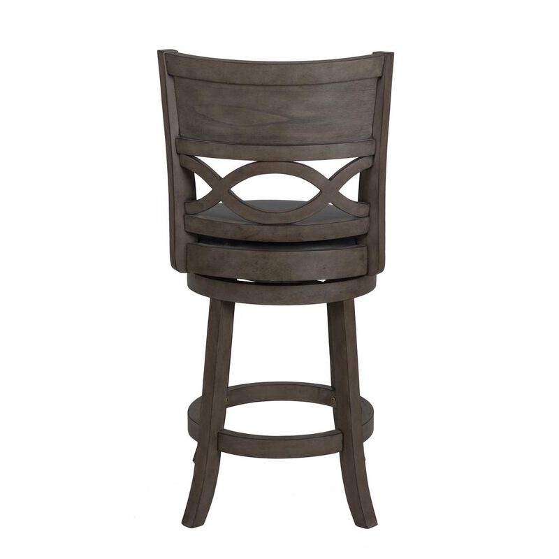 New Classic Furniture Manchester 24 Wood Counter Stool with Black PU Seat in Ant Gray