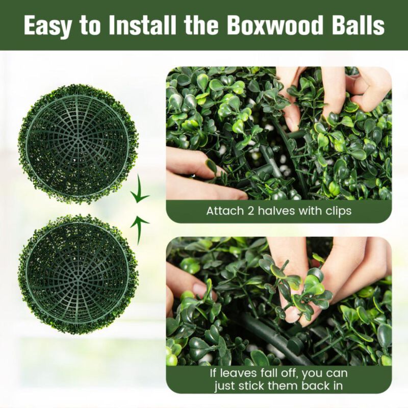 Hivvago 2 Pieces Artificial Topiary Balls Faux Boxwood Ball Plants