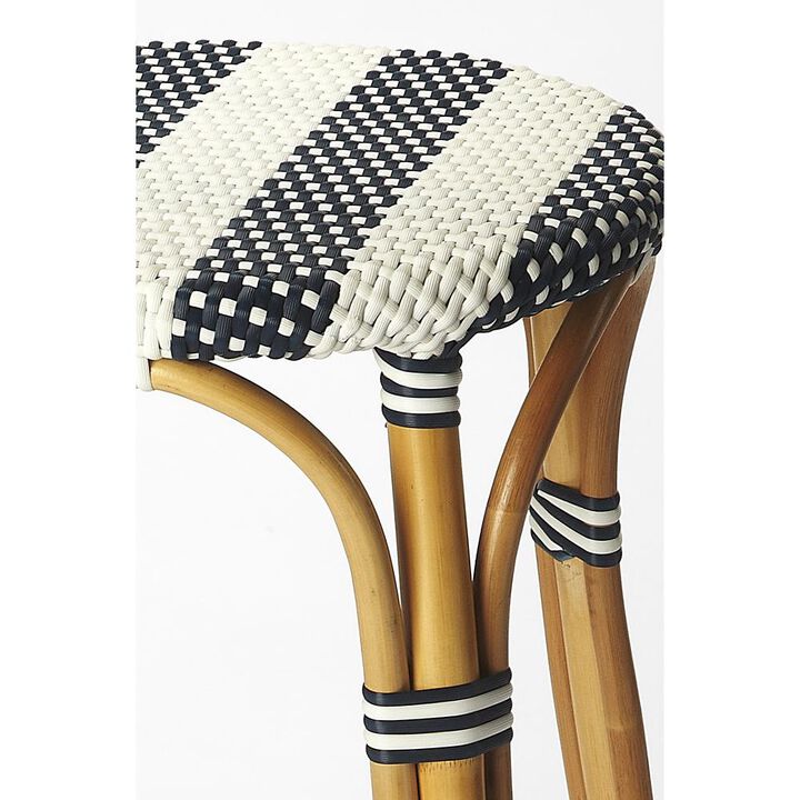 Belen Kox Blue and White Rattan Counter Stool, Belen Kox
