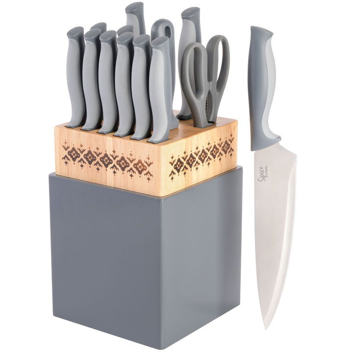 Spice by Tia Mowry Savory Saffron 14 Piece Cutlery Set in Grey