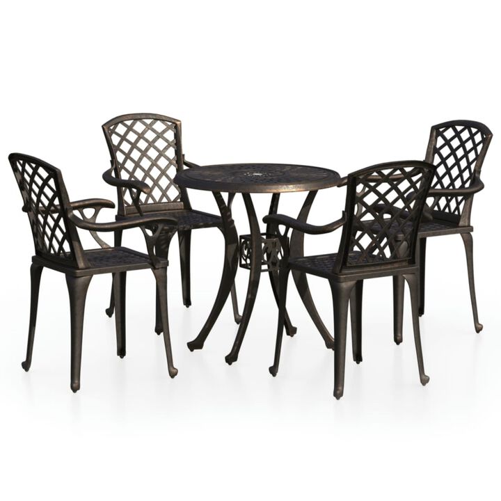 vidaXL Patio Bistro Set 5 Piece, Outdoor Bistro Table for Porch, Patio Furniture Set with Table, Chair, Industrial Style, Cast Aluminum Bronze