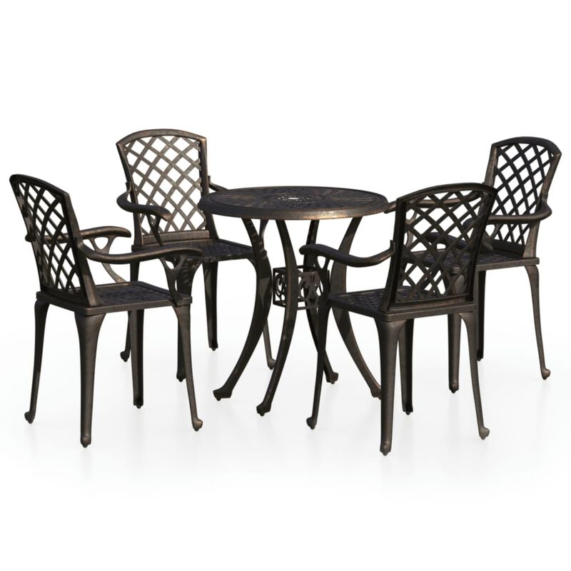 vidaXL Patio Bistro Set 5 Piece, Outdoor Bistro Table for Porch, Patio Furniture Set with Table, Chair, Industrial Style, Cast Aluminum Bronze