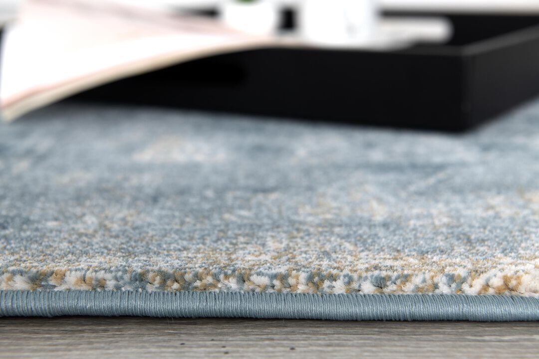 Silvia Scandinavian Contemporary Blue Beige Indoor Doormat Rug