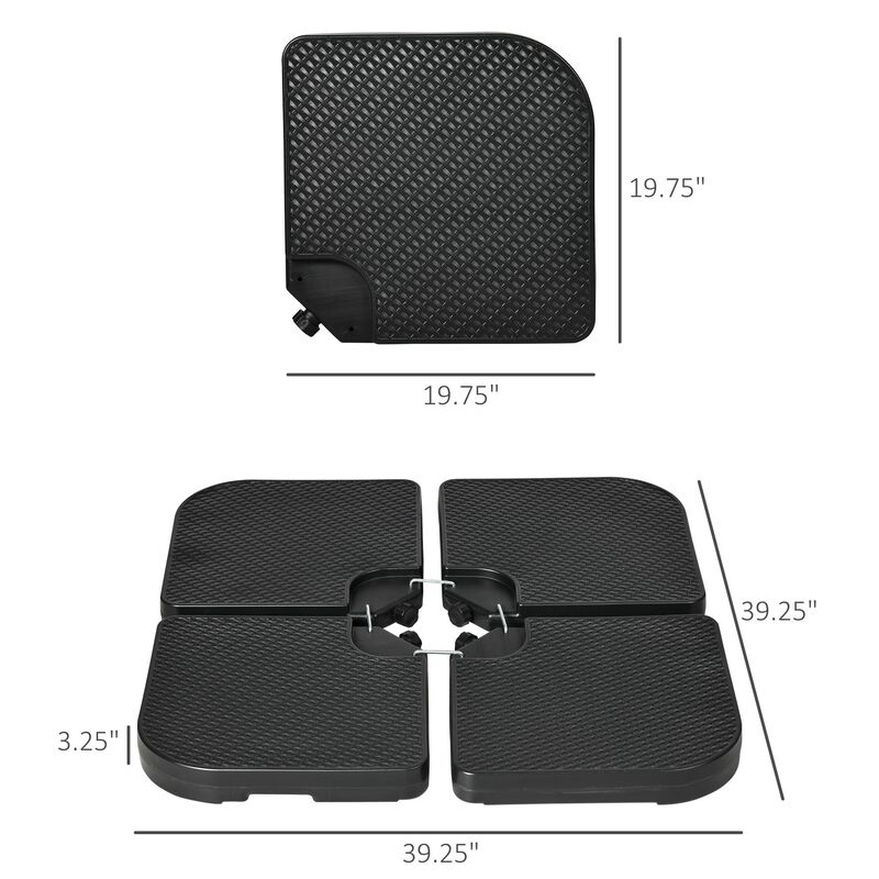 Black Umbrella Stabilizer: 4-Piece Patio Base Weights, 175lbs Total