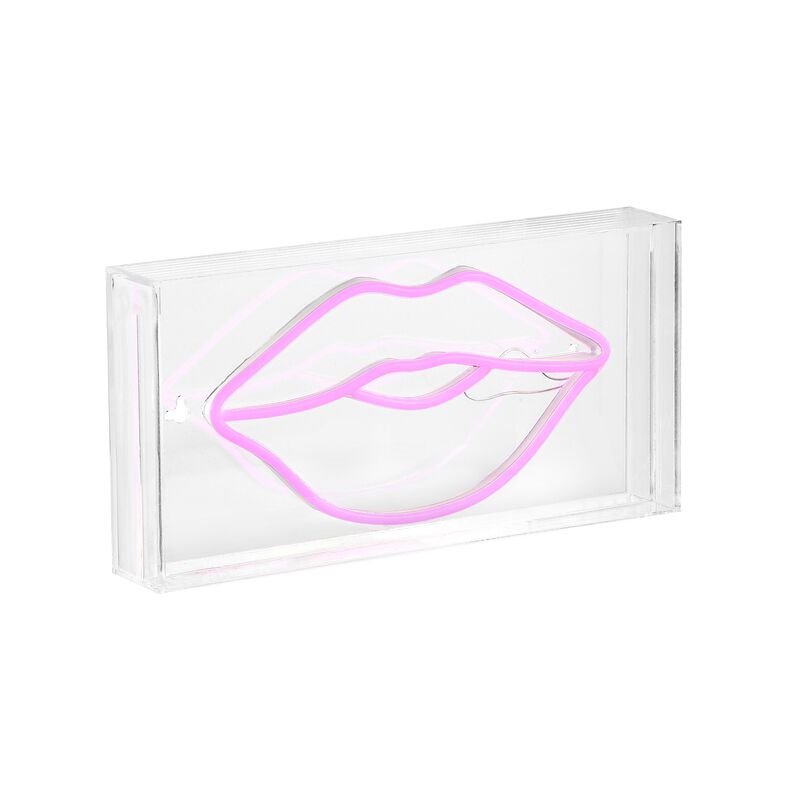Lips 11.88" X 5.88" Contemporary Glam Acrylic Box USB Operated LED Neon Light