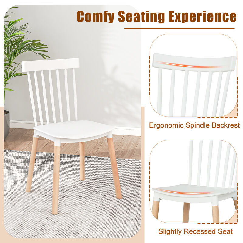 Set of 4 Windsor Dining Chairs with Spindle Backs and Curved Seats