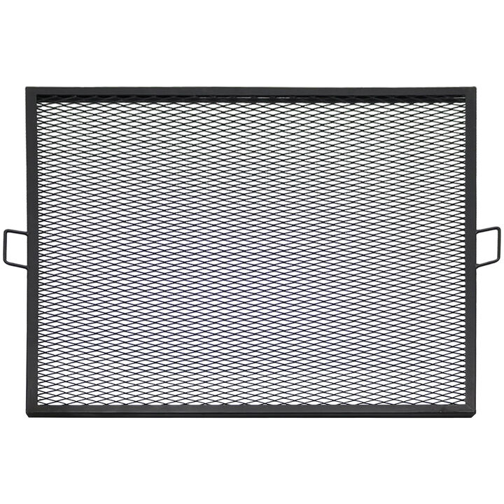 Sunnydaze Square Steel X-Marks Fire Pit Cooking Grill with Handles