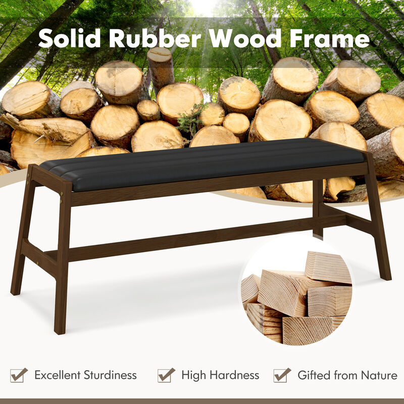 50 Inch Long Solid Wood Dining Bench Upholstered Table Bench with Faux Leather Padded Seat