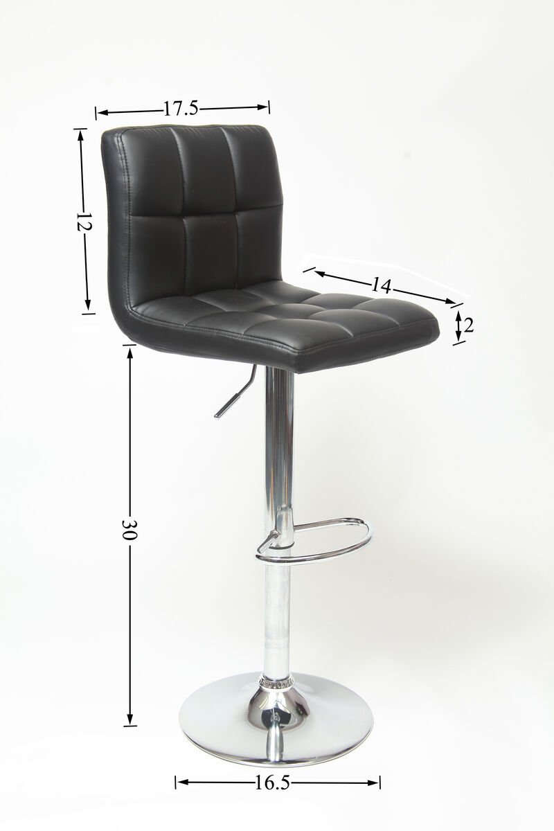 Faux Leather Adjustable Hydraulic Bar Stool, Set of 2, Gray