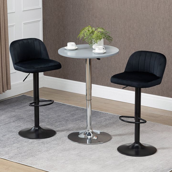 Black Bar Comfort: Adjustable Swivel Stools with Velvet-Touch Fabric