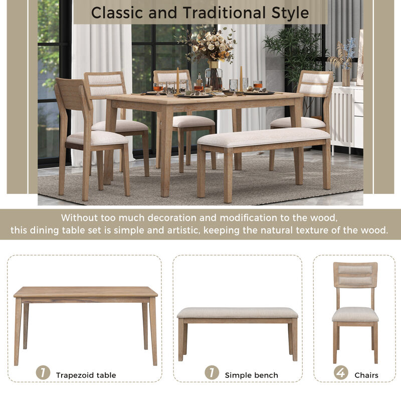 Classic And Traditional Style 6 - Piece Dining Set, Includes Dining Table, 4 Upholstered Chair