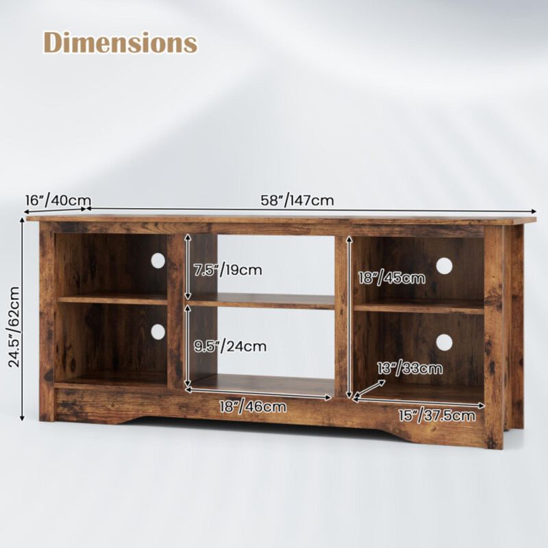 Hivvago TV Stand for up to 65" Flat Screen TVs with Adjustable Shelves for 18" Electric Fireplace (Not Included)