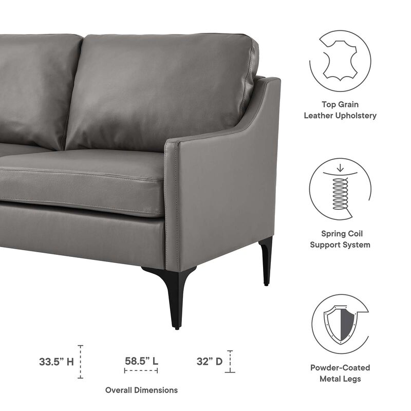 Corland Leather Loveseat Gray