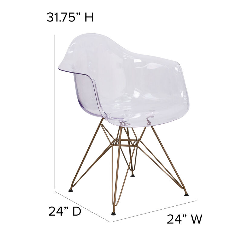 Clear Side Chair w/ Gold Base
