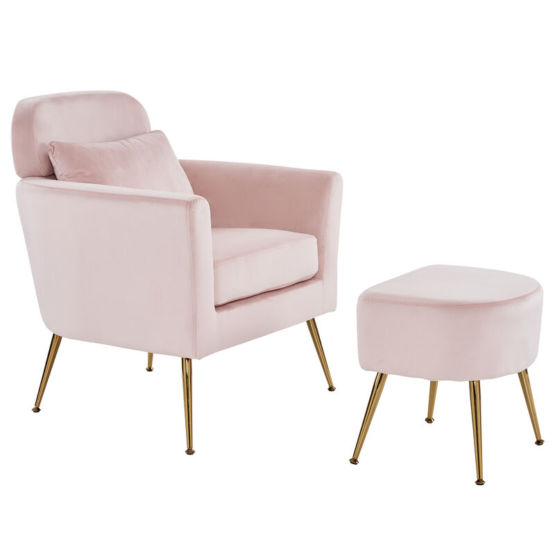 Single Leisure Chair with Footrest & Pedals Cozy Flannelette Upholstered Indoor Lounge Chair