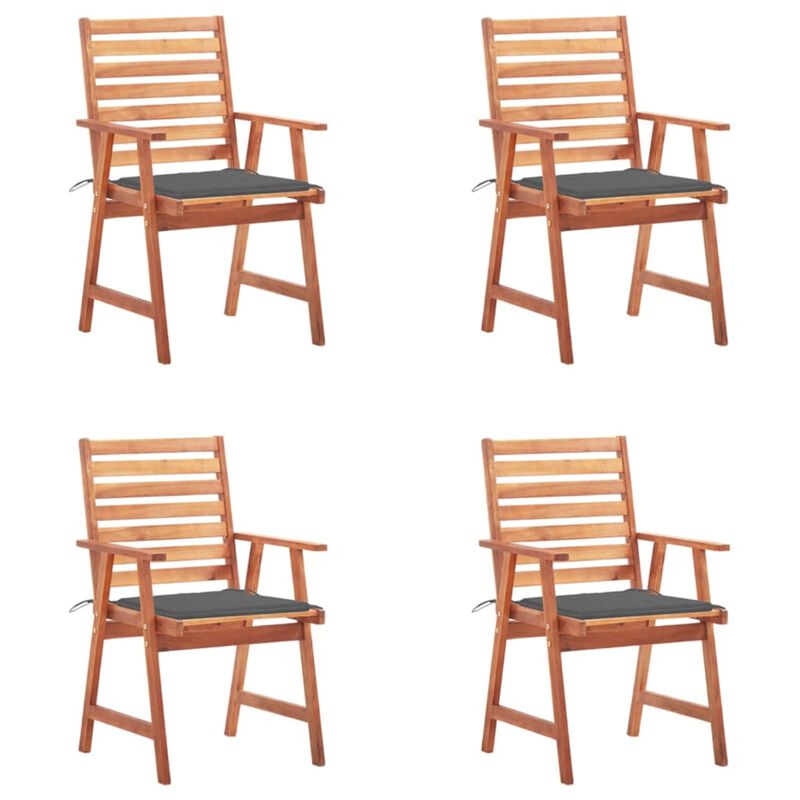 vidaXL Patio Dining Chairs 4 pcs with Cushions Solid Acacia Wood