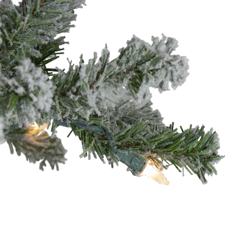 7' Pre-Lit Pencil Flocked Alpine Artificial Christmas Tree - Clear Lights