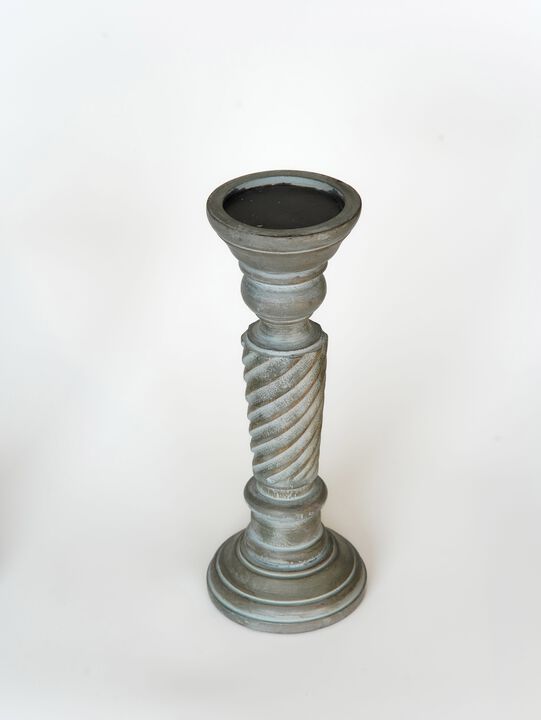 Traditional Antique Dusk Eco-friendly Handmade Mango Wood Set Of One 12" Pillar Candle Holder BBH Homes
