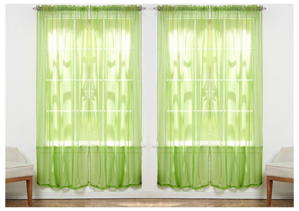 J&V TEXTILES Solid Sheer Window Curtain Panels- Set of 4