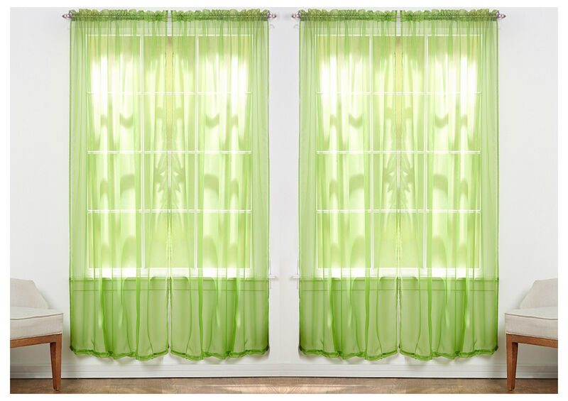 J&V TEXTILES Solid Sheer Window Curtain Panels- Set of 4