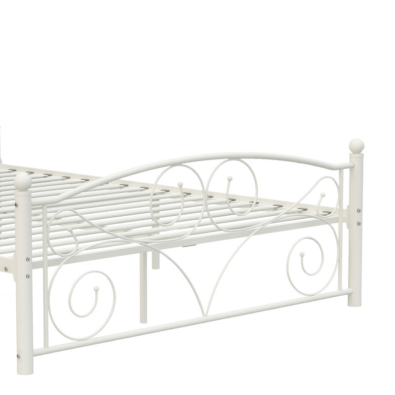 Streamdale Queen Metal Bed Frame with Intricate Floral Headboard