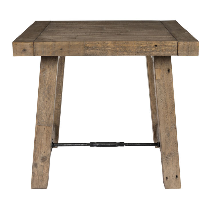 Handcrafted Reclaimed Wood End Table with Grains, Weathered Gray - Benzara