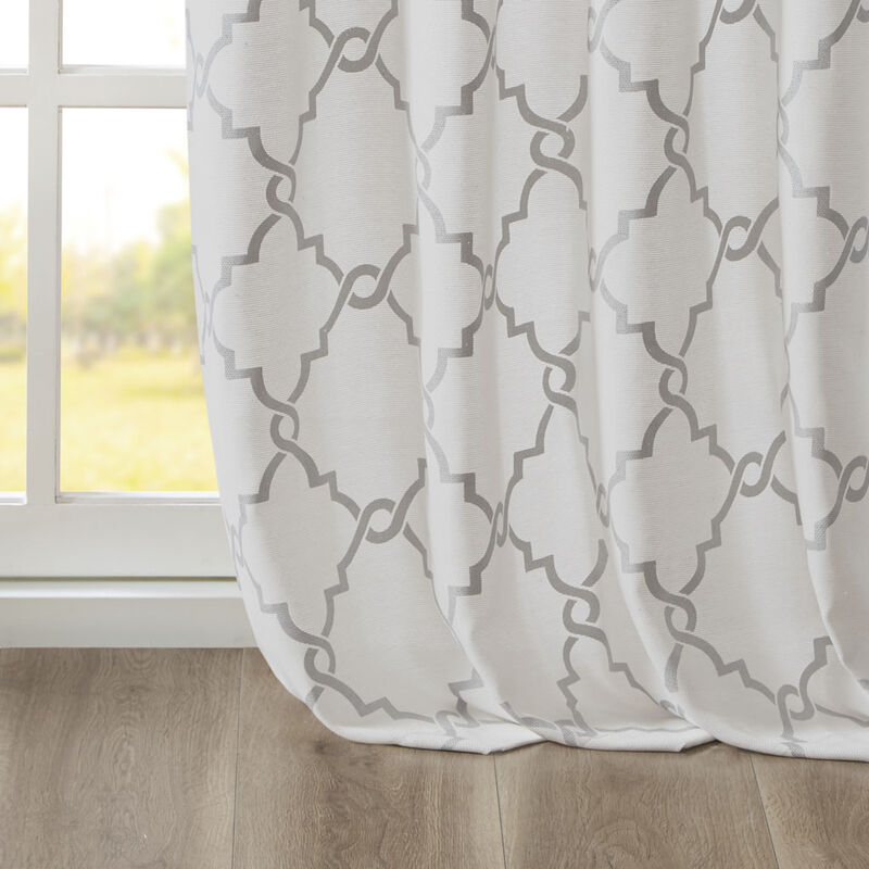 Gracie Mills Ondine Scroll Geometric Fretwork Grommet Window Curtain Panel