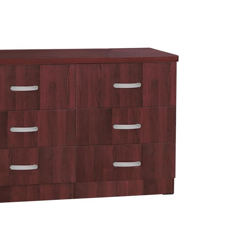 Better Home Products DD & PAM 6 Drawer Engineered Wood Dresser in Mahogany